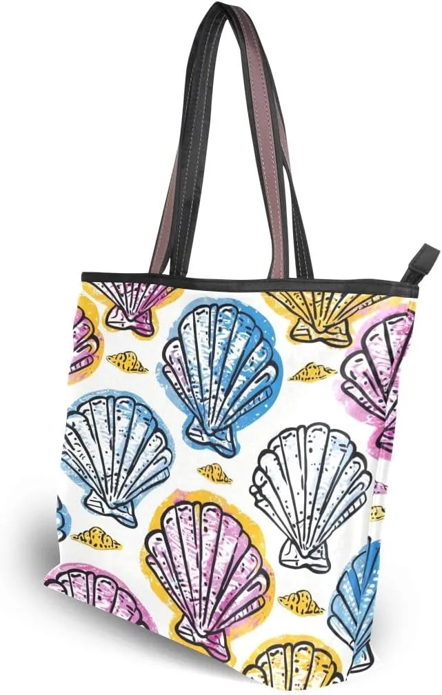 senya Painting Seashells Shoulder Bags Large Handle Ladies Handbag