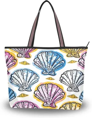 senya Painting Seashells Shoulder Bags Large Handle Ladies Handbag