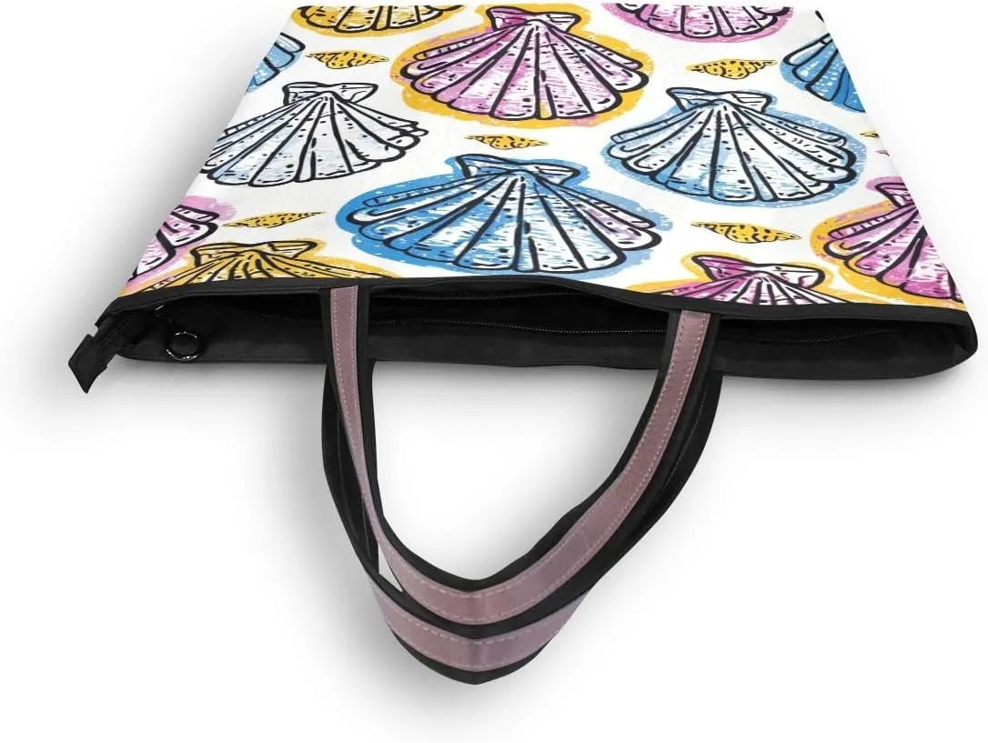senya Painting Seashells Shoulder Bags Large Handle Ladies Handbag