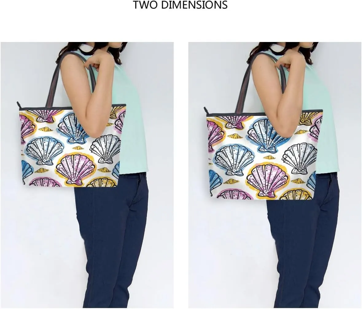 senya Painting Seashells Shoulder Bags Large Handle Ladies Handbag