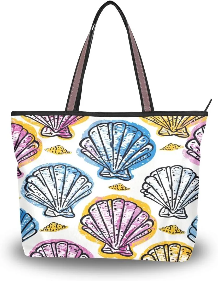 senya Painting Seashells Shoulder Bags Large Handle Ladies Handbag