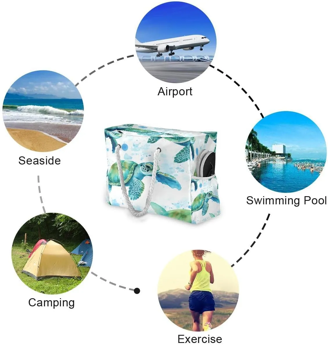 senya Women Large Beach Bag Group Of Many African Animals Travel Tote Bags for Gym Sport Shoulder Bag