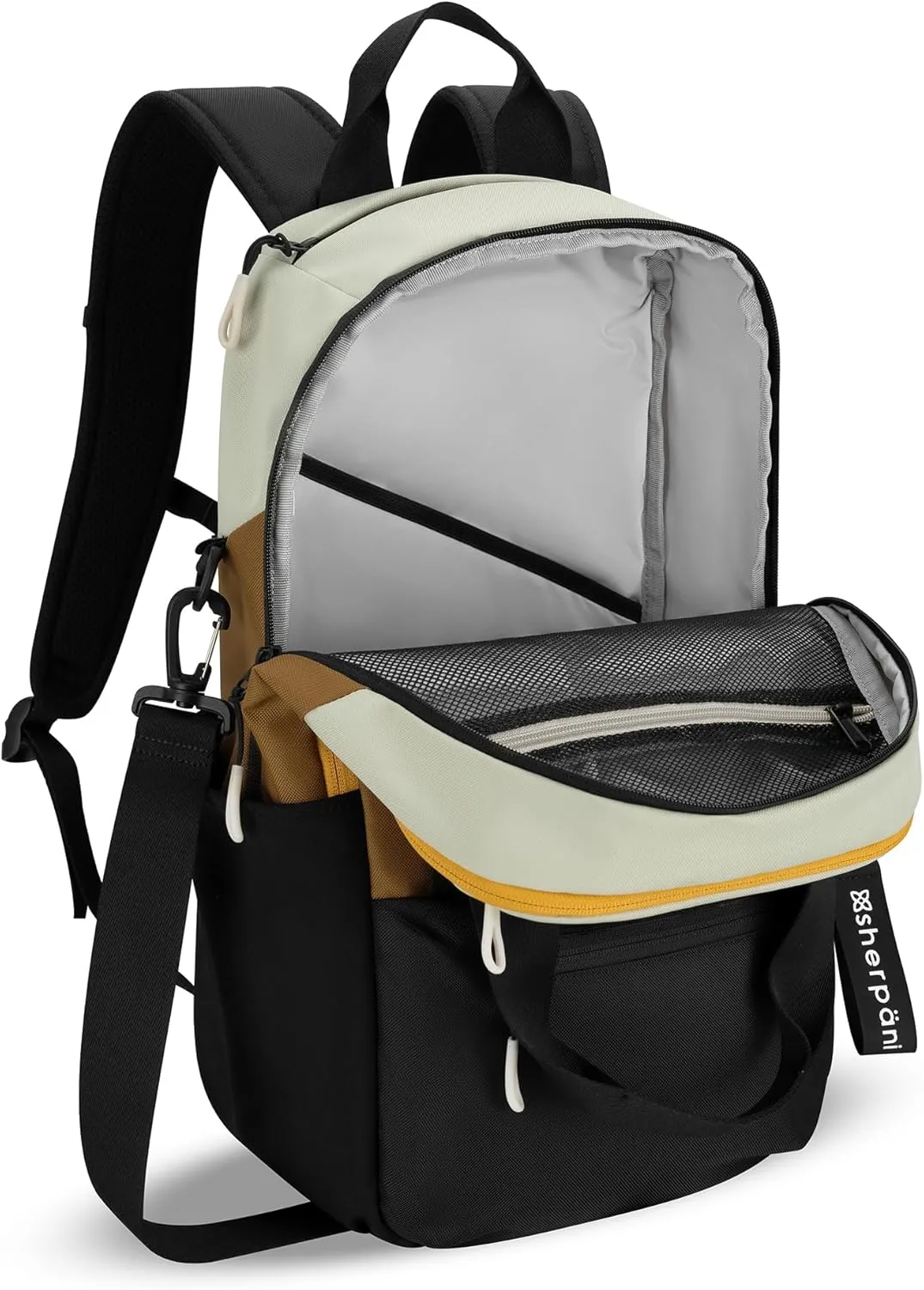 Sherpani Camden, Convertible Backpack, 3 in 1 Tote Bag, Women Crossbody Bag, Cross Body Purse, 21L Travel Backpack, Travel Gifts for Mothers Day 2025, RFID Protection, Fits 15” Laptop (Elmwood)