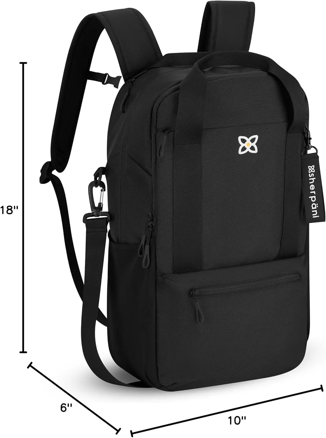 Sherpani Camden, Convertible Backpack, 3 in 1 Tote Bag, Women Crossbody Bag, Cross Body Purse, 21L Travel Backpack, Travel Gifts for Mothers Day 2025, RFID Protection, Fits 15” Laptop (Raven)