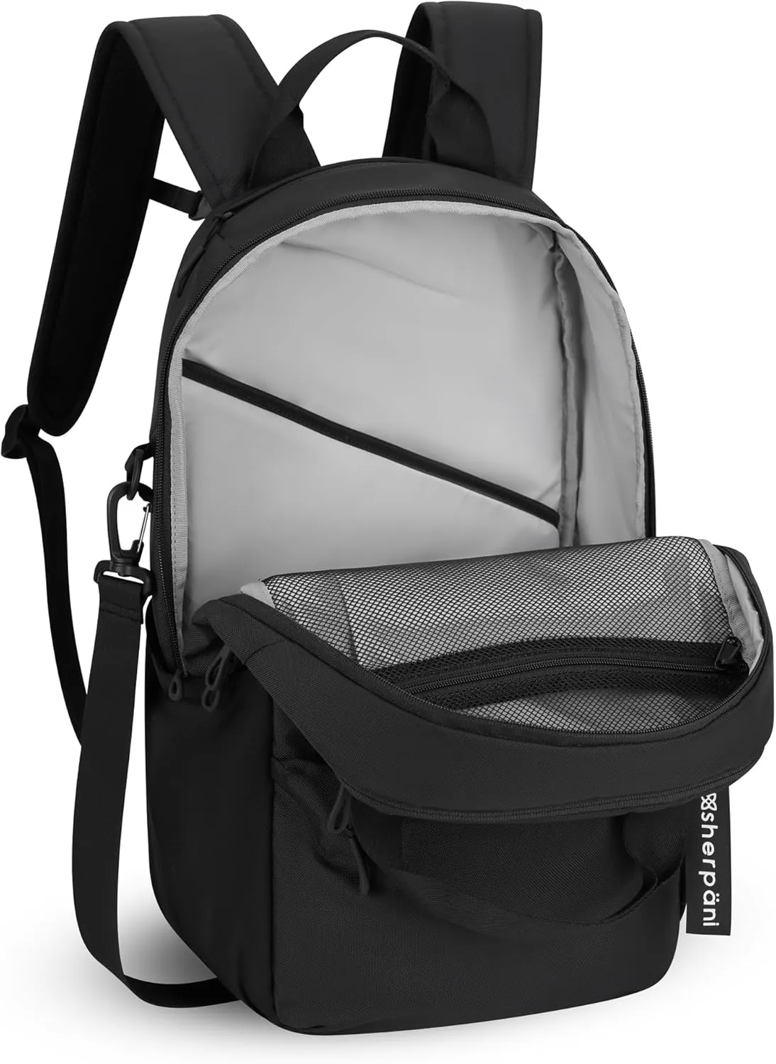 Sherpani Camden, Convertible Backpack, 3 in 1 Tote Bag, Women Crossbody Bag, Cross Body Purse, 21L Travel Backpack, Travel Gifts for Mothers Day 2025, RFID Protection, Fits 15” Laptop (Raven)