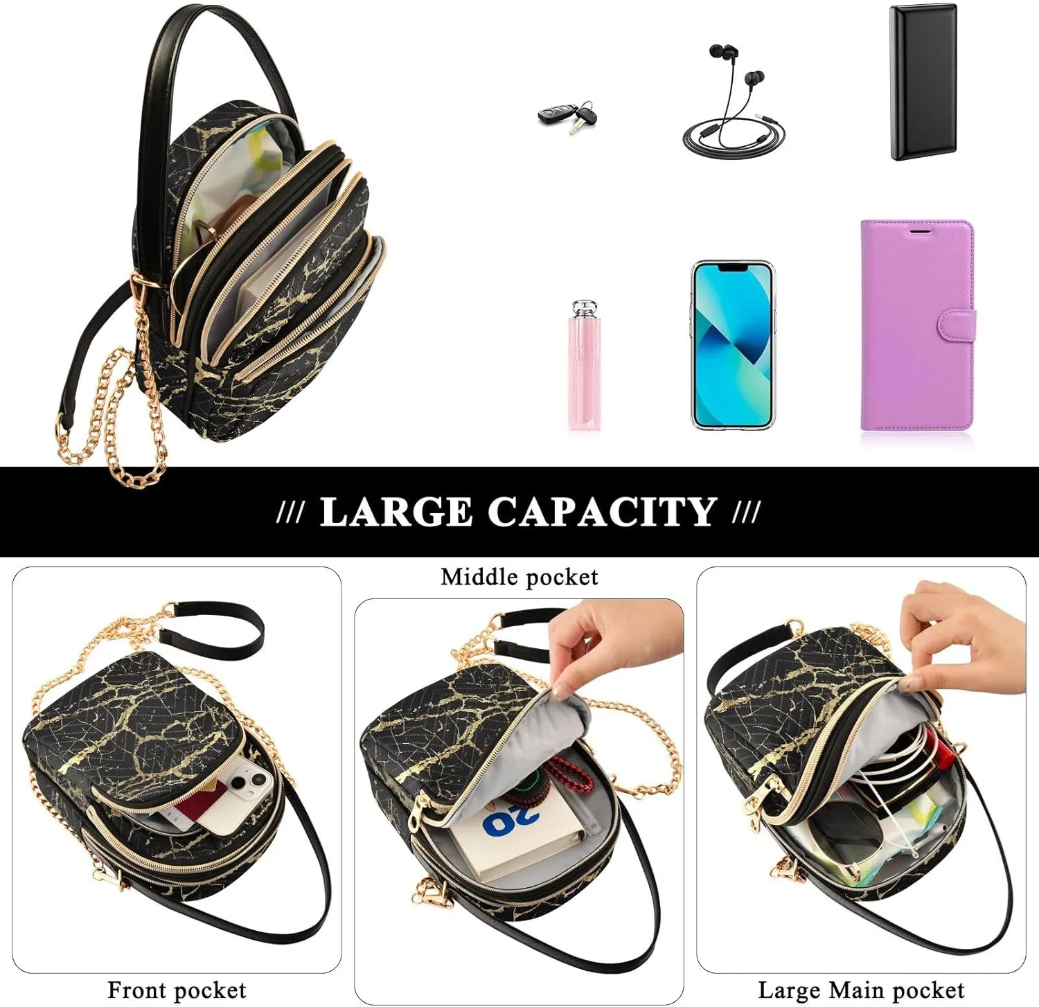 Shiny Glitter Lavender Women's Crossbody Bag, Women's Purses and Handbags Cross Body Bag for Woman