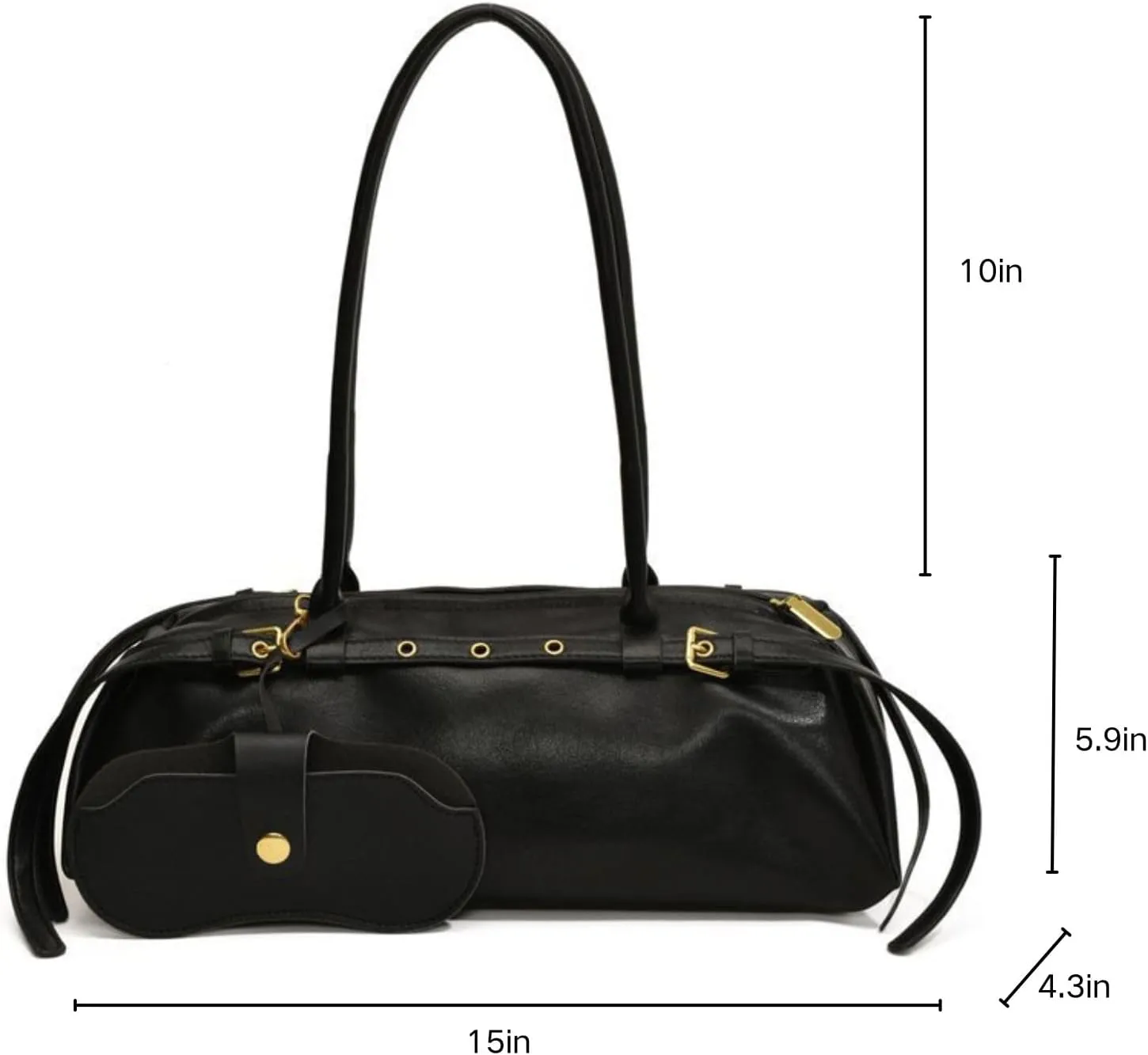 Shoulder Bag for Women with Belt Decoration,Retro Swing Zip Handbag - Top Handle Hobo Purse for Work/Travel/Shopping