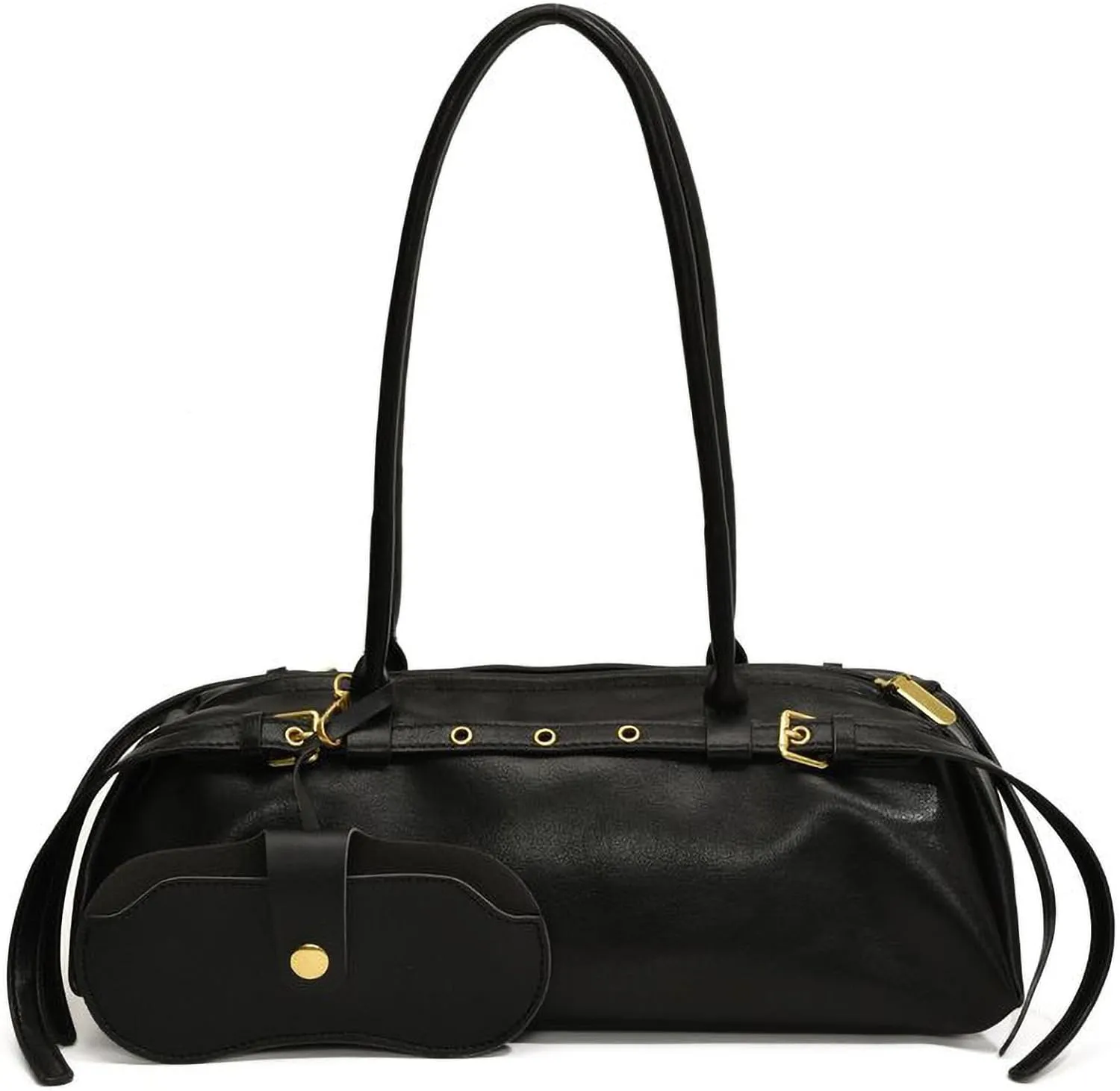 Shoulder Bag for Women with Belt Decoration,Retro Swing Zip Handbag - Top Handle Hobo Purse for Work/Travel/Shopping