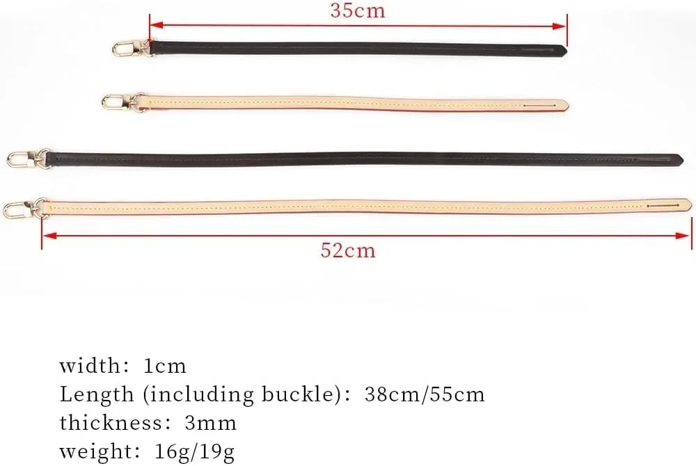 Shoulder Strap 38cm 55cm Detachable Bag Handle Replacement Bag Strap Genuine Leather Shoulder Strap Bag Part & Accessories Fashion Strap Handbags Strap(Black,38cm)