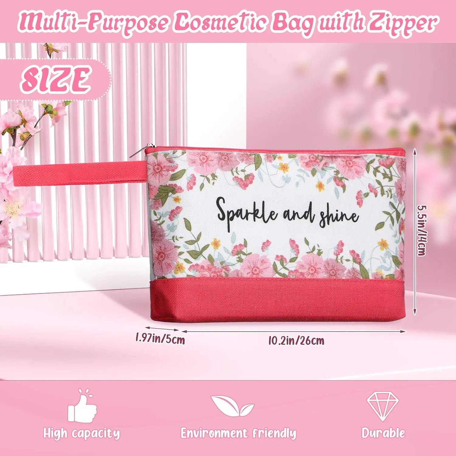 Silkfly 30 Pcs Canvas Makeup Bags Bulk Pencil Case Cotton Cosmetic Pouch with Zipper Bottom Blank Inspirational Travel Pouch Multi Purpose Toiletry Bags for Women(Multicolor,Flower)