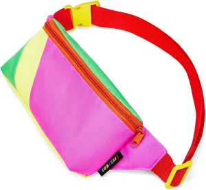 sissycos 80s Retro Neon Fanny Pack, 90s Accessories for Women Men Waist Packs, 2 Pockets Belt Waist Crossbody Bag, Adjustable And Lightweight