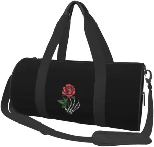 Skeleton Rose Convertible Garment Bag with Shoulder Strap, Carry on Garment Duffel Bag for Men Women - Rolling Foldable for Travel Luggage Bags (Black)