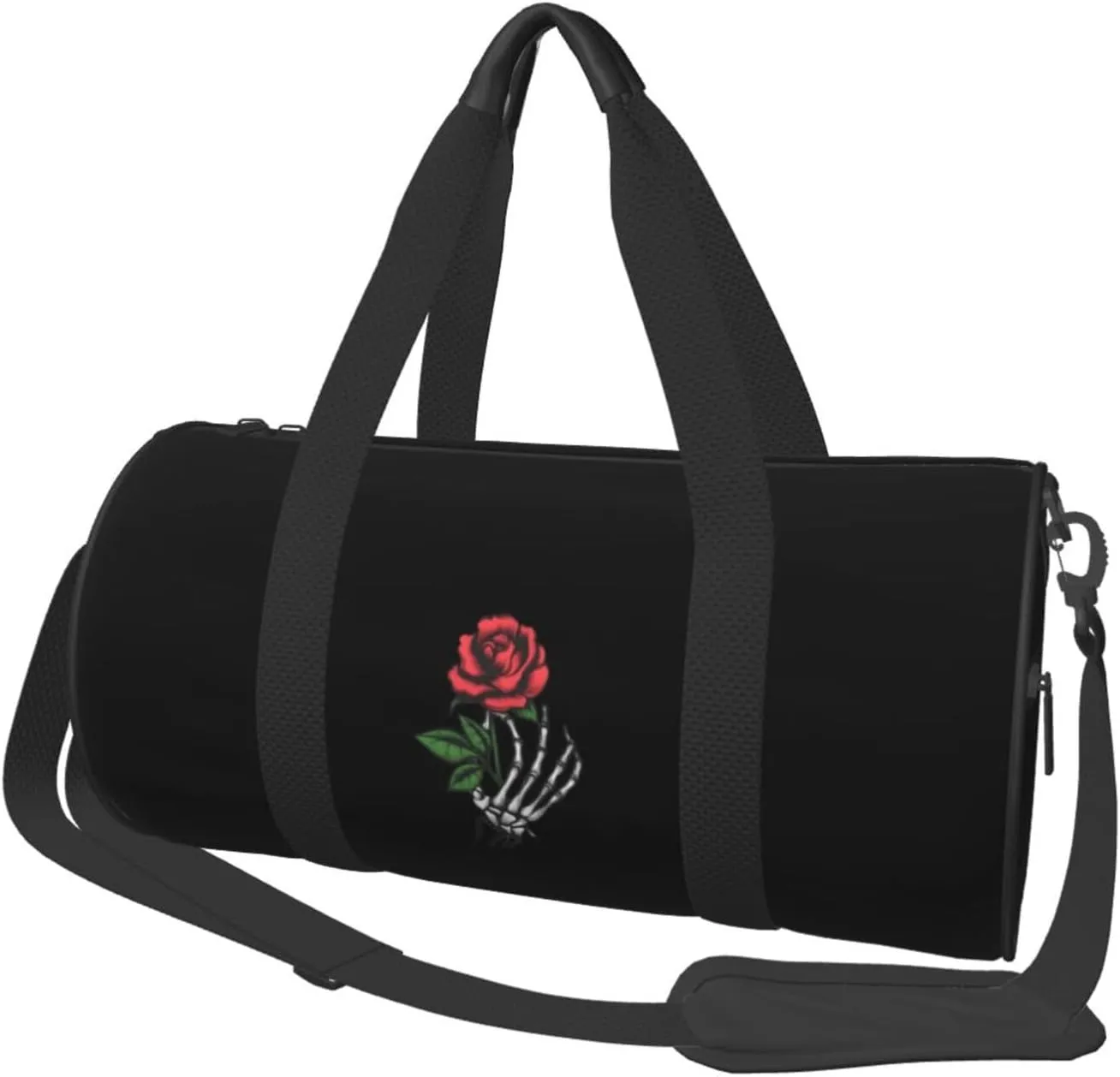 Skeleton Rose Convertible Garment Bag with Shoulder Strap, Carry on Garment Duffel Bag for Men Women - Rolling Foldable for Travel Luggage Bags (Black)