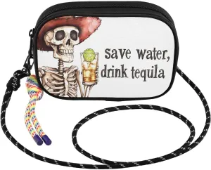 Skeleton Save Water Small Crossbody Bags for Women Cell Phone Purses Shoulder Bag Handbag with Adjustable Strap