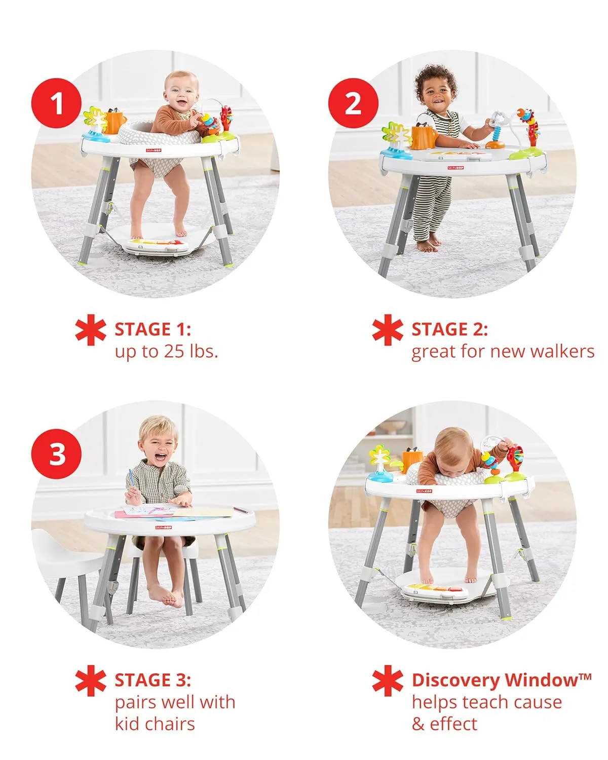 Skip Hop Baby High Chair 4-in-1 Convertible & Activity Center Play Table with Cruise & Bounce Features, 4mo 