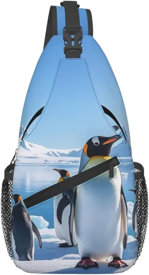 Sling Backpack Bag Crossbody Shoulder Bag Penguin Antarctica Ice Chest Bag Lightweight Hiking Daypack,Unisex