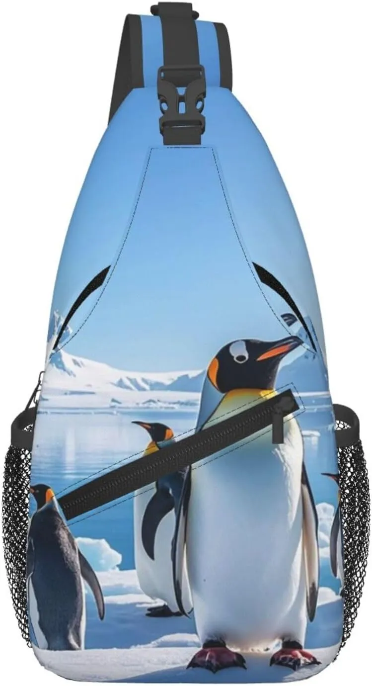 Sling Backpack Bag Crossbody Shoulder Bag Penguin Antarctica Ice Chest Bag Lightweight Hiking Daypack,Unisex