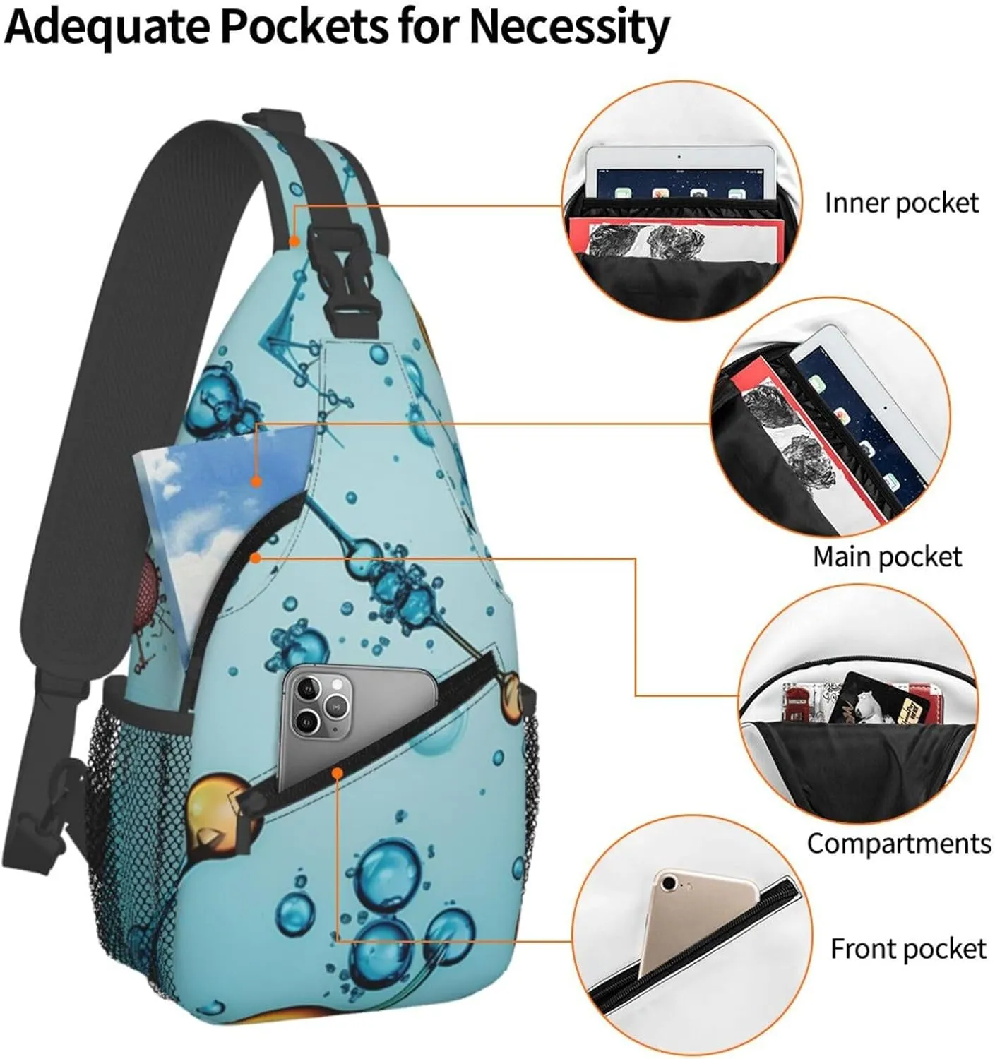 Sling Backpack Bag For Men Abstraction Biology Chemistry Cross Chest Bag Crossbody Shoulder Bag Travel Hiking Daypack