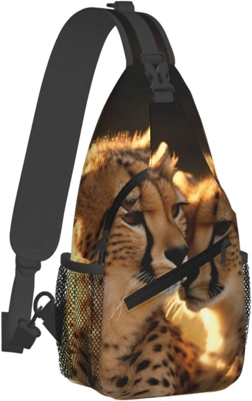Sling Backpack Bag For Men Cheetah Love Cross Chest Bag Crossbody Shoulder Bag Travel Hiking Daypack