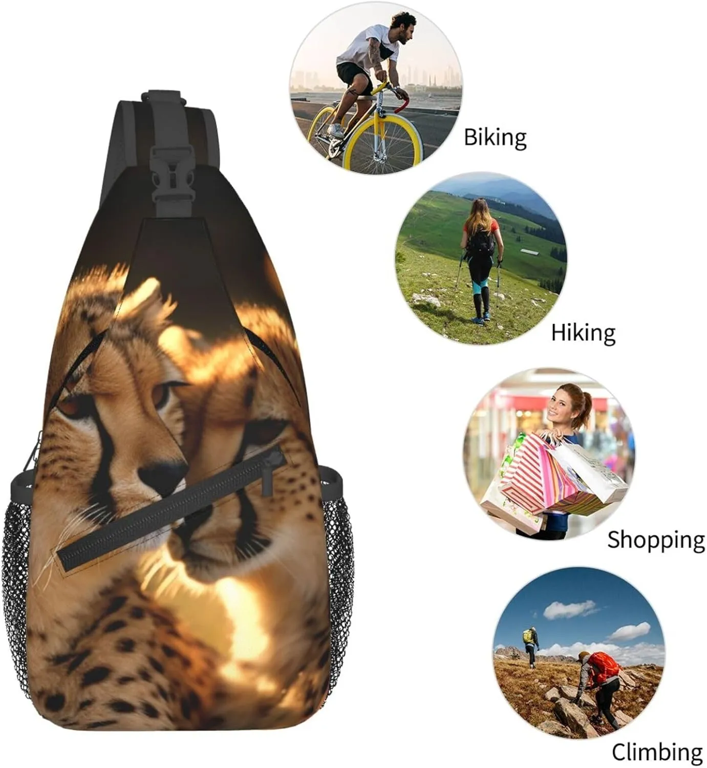 Sling Backpack Bag For Men Cheetah Love Cross Chest Bag Crossbody Shoulder Bag Travel Hiking Daypack