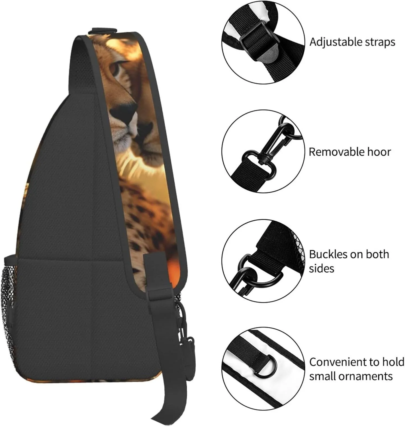 Sling Backpack Bag For Men Cheetah Love Cross Chest Bag Crossbody Shoulder Bag Travel Hiking Daypack