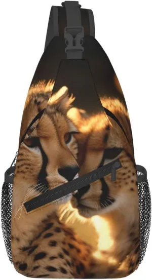 Sling Backpack Bag For Men Cheetah Love Cross Chest Bag Crossbody Shoulder Bag Travel Hiking Daypack
