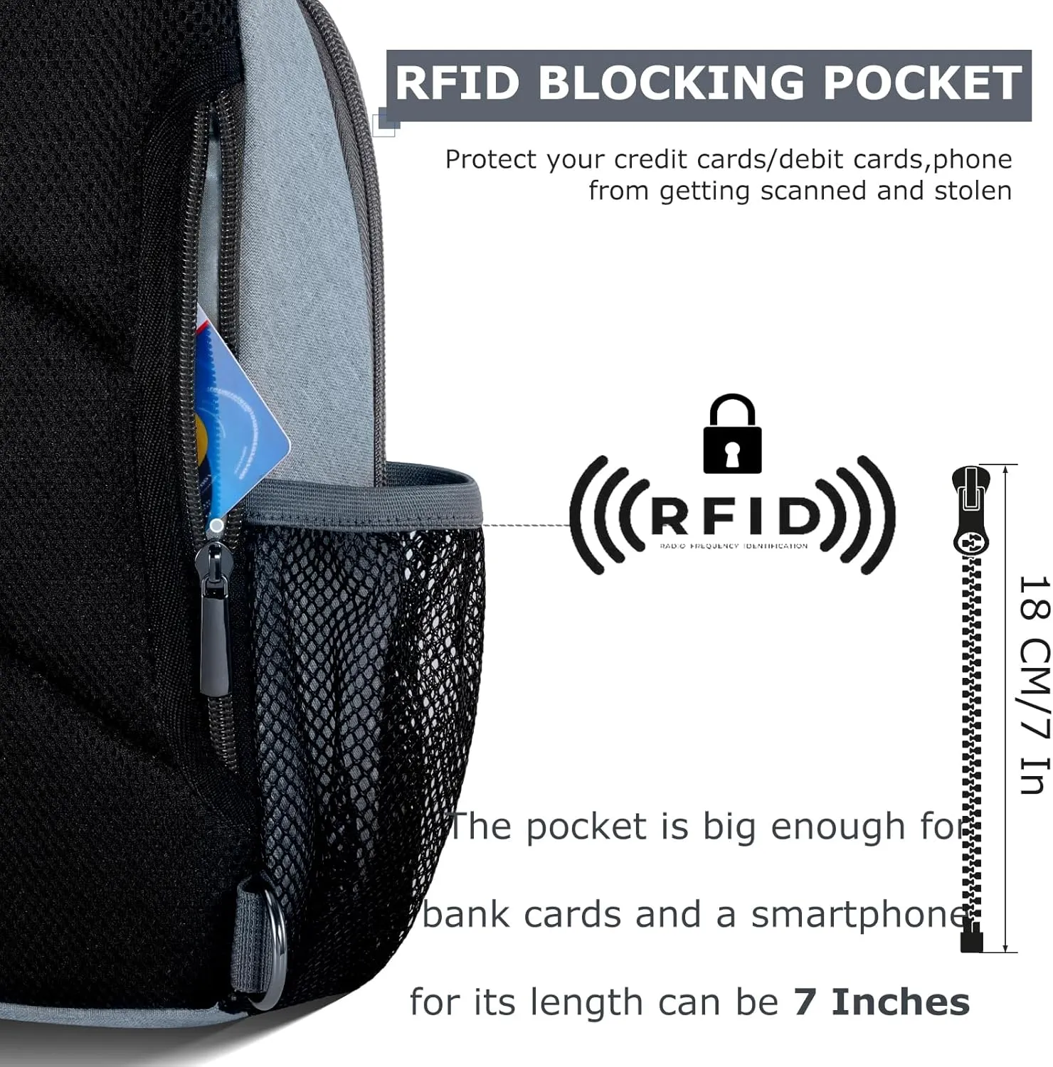 Sling Backpack, Crossbody Bag Large Sling Bag RFID with Water Bottle Holder Phone Holder Travelling Hiking Daypack
