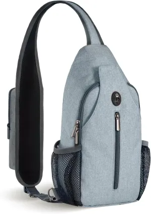 Sling Backpack, Crossbody Bag Large Sling Bag RFID with Water Bottle Holder Phone Holder Travelling Hiking Daypack