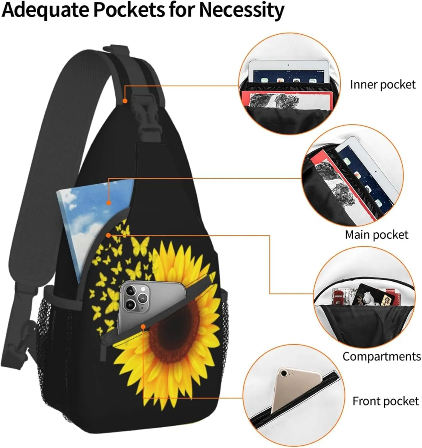 Sling Backpack Crossbody Shoulder Bag For Women Men Sling Bag Purse Travel Hiking Chest Bag Daypack Unisex
