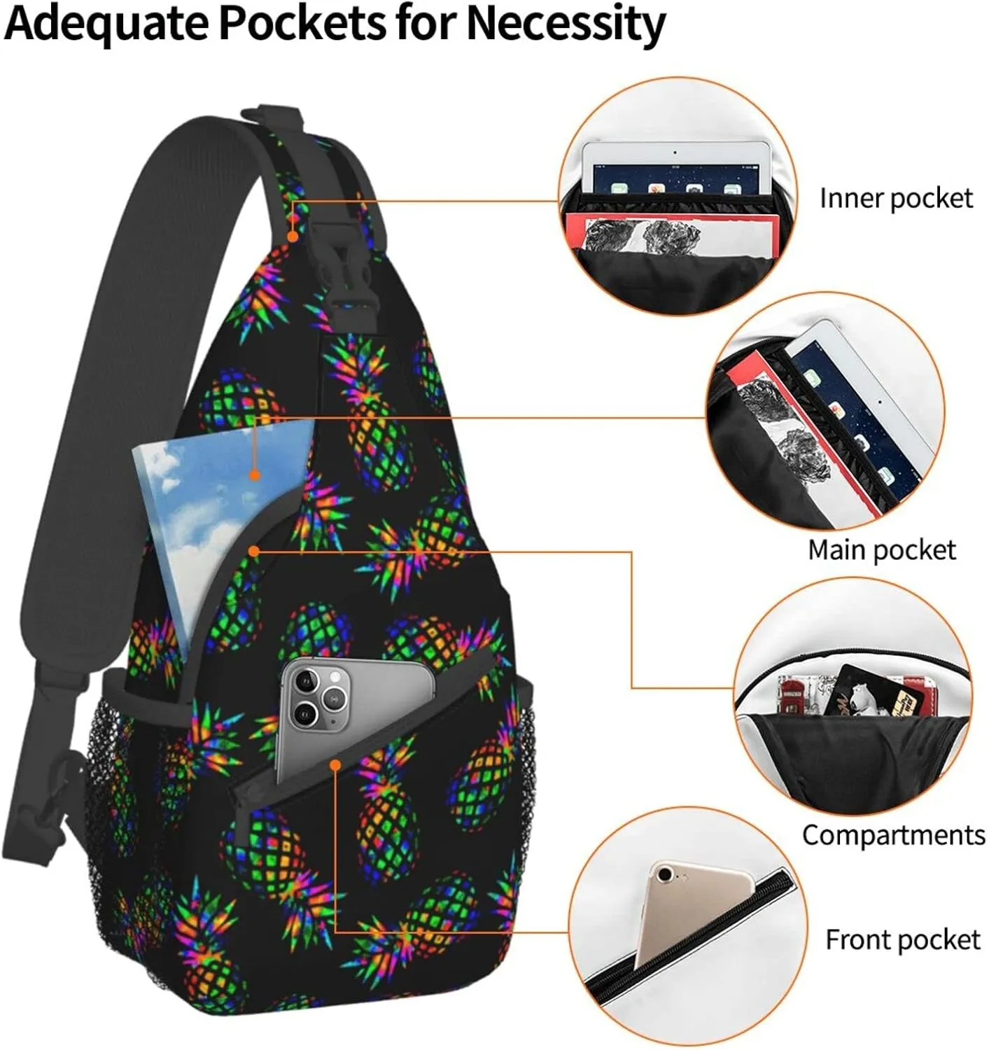 Sling Backpack For Men Hiking Daypack Crossbody Shoulder Bag Travel Chest Pack