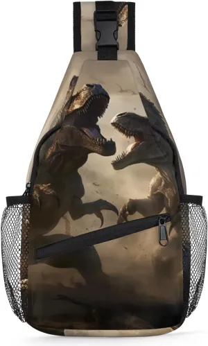Sling Backpack Medieval Animal Dinosaur,Shoulder Chest Bag Crossbody Sling Bag Travel Hiking Daypack for Women Men