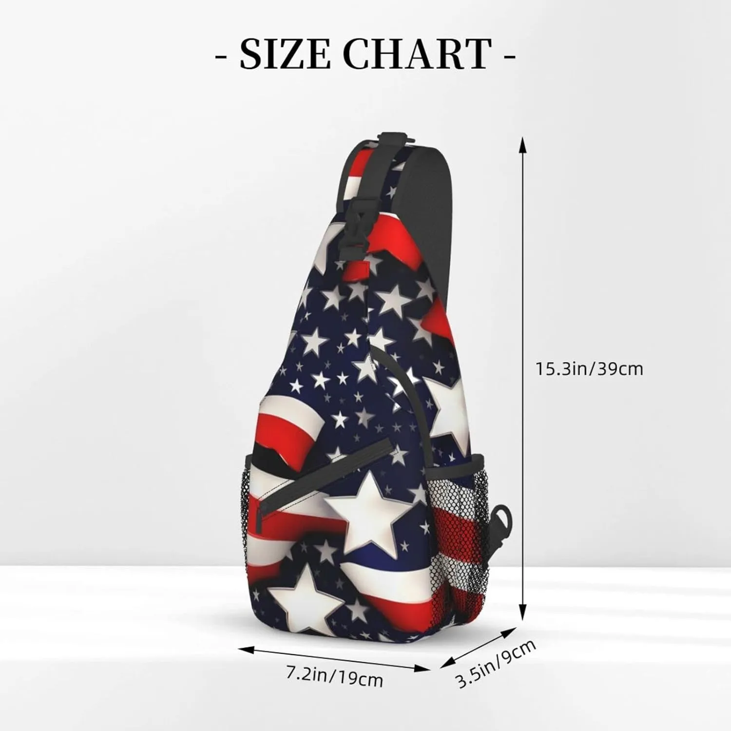 Sling Backpack,Men Cross Chest Bag Diagonally,Durable Adjustable Outdoor Cycling Travel Bag,American Flag Stars Stripes Print