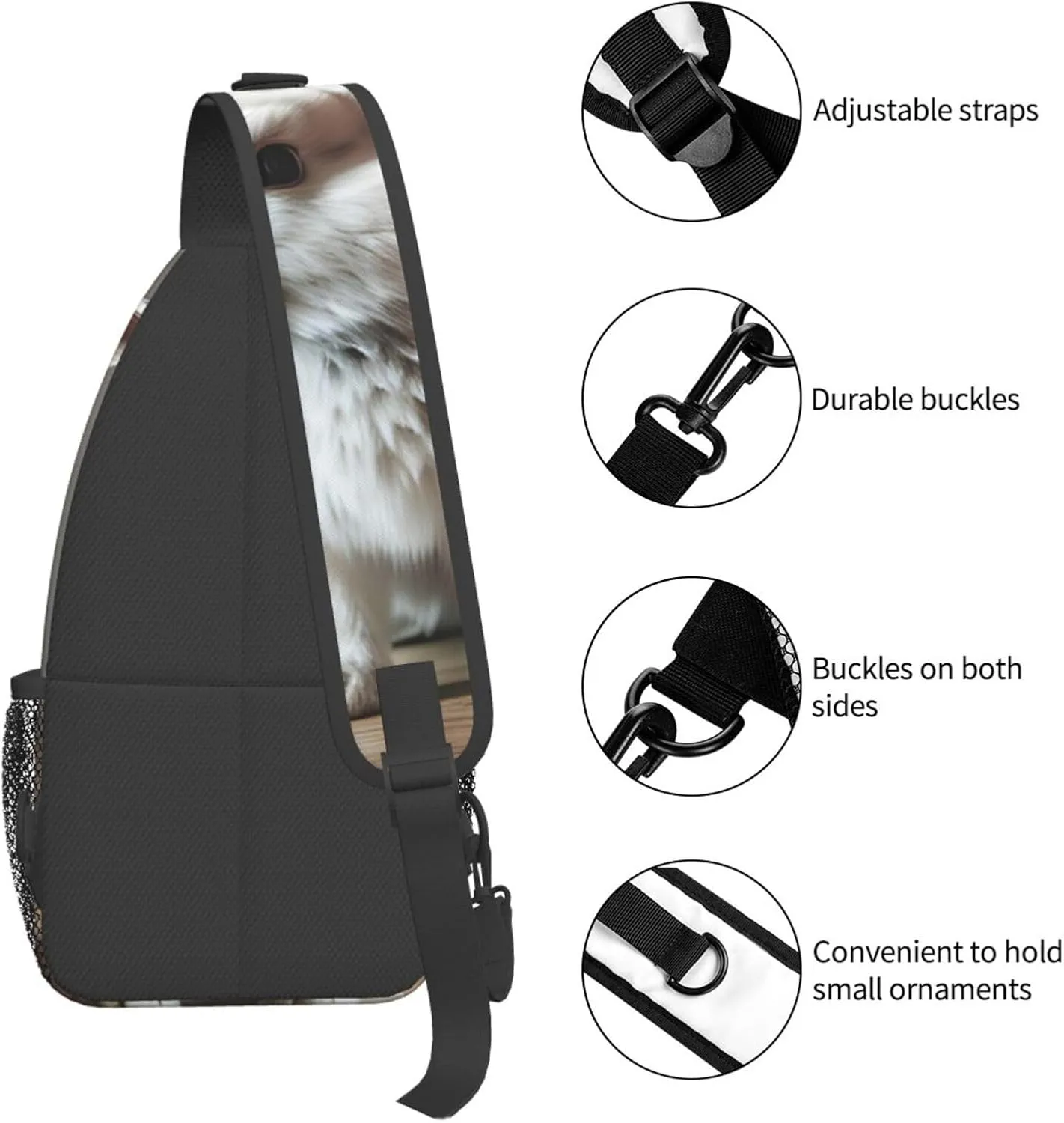 Sling Backpack,Men Cross Chest Bag Diagonally,Durable Adjustable Outdoor Cycling Travel Bag,Cry White Rabbit Print