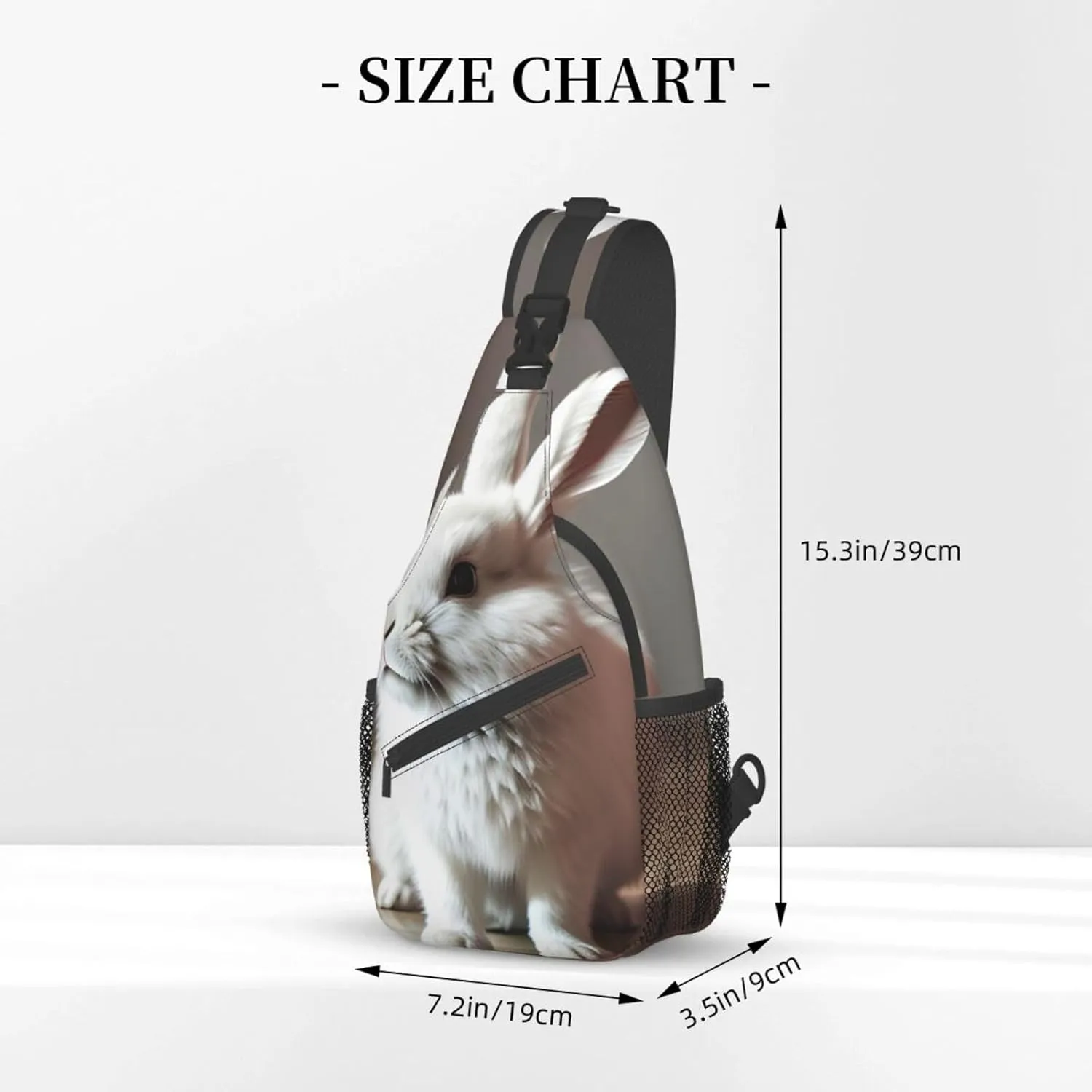 Sling Backpack,Men Cross Chest Bag Diagonally,Durable Adjustable Outdoor Cycling Travel Bag,Cry White Rabbit Print