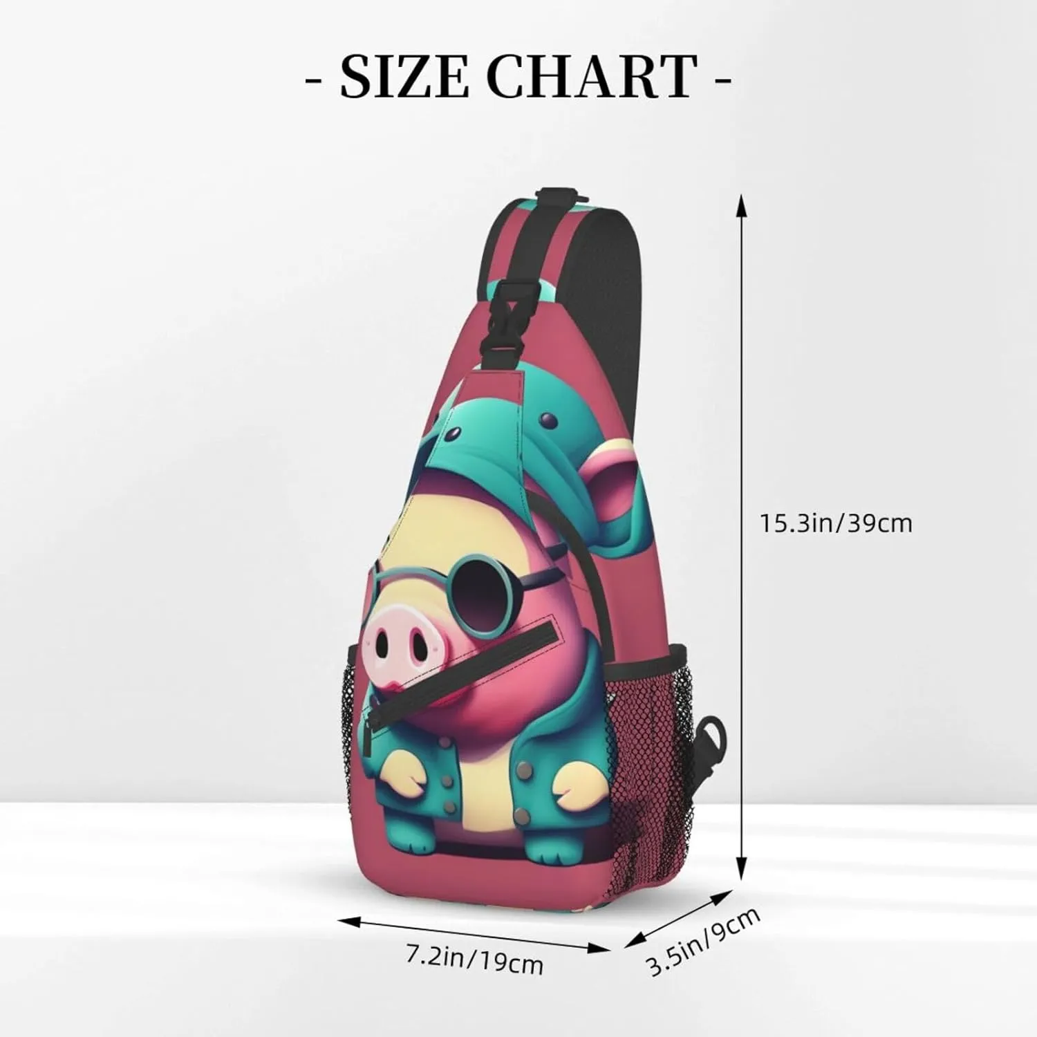Sling Backpack,Men Cross Chest Bag Diagonally,Durable Adjustable Outdoor Cycling Travel Bag,Cute Pig Print
