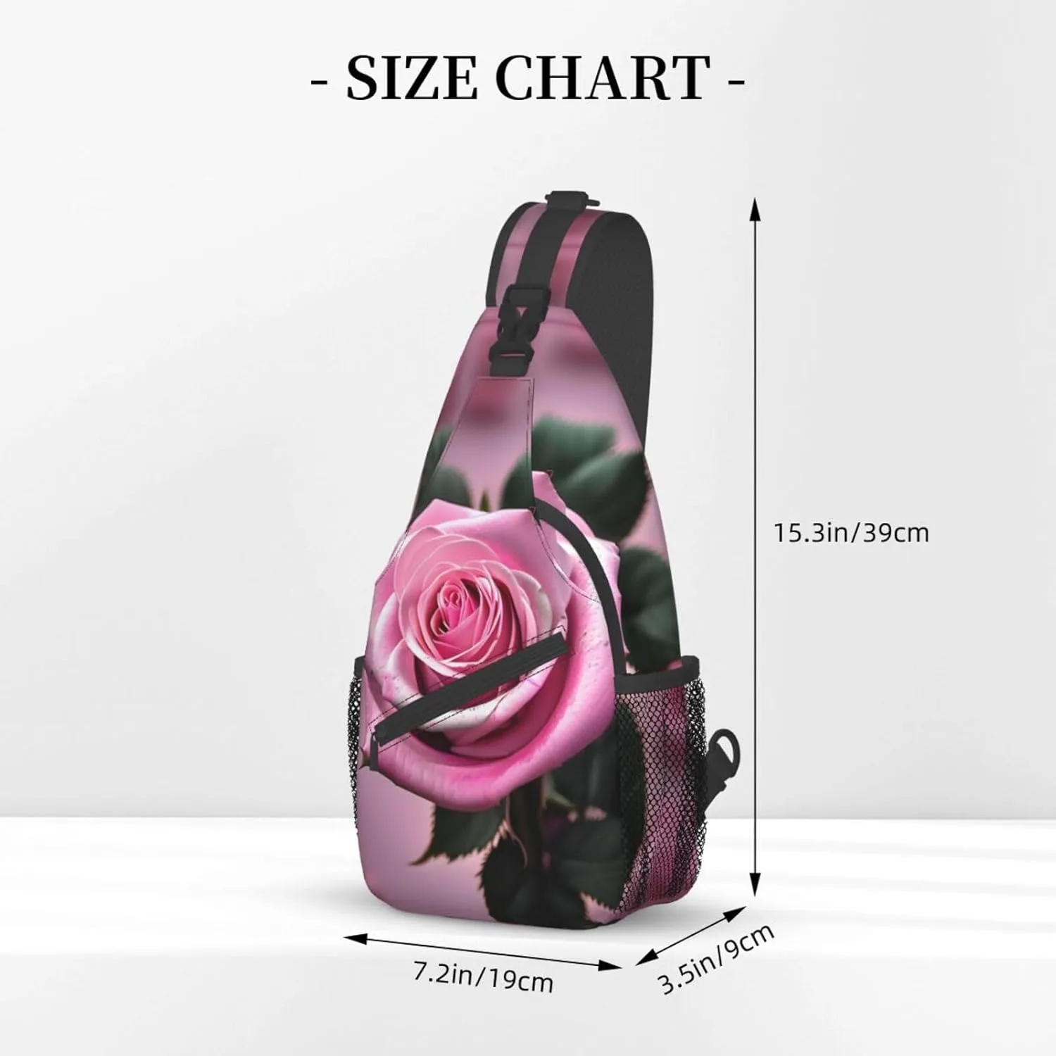Sling Backpack,Men Cross Chest Bag Diagonally,Durable Adjustable Outdoor Cycling Travel Bag,Pink And Rose Print
