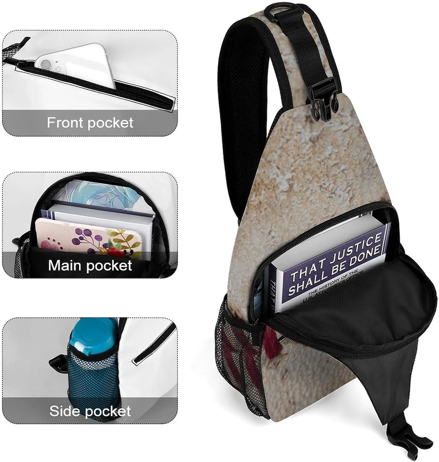 Sling Bag Baseball Red Seams Crossbody Backpack with Anti Theft Softball Stitches Adjustable Shoulder Bag for Travel,Hiking,Cycling,Camping