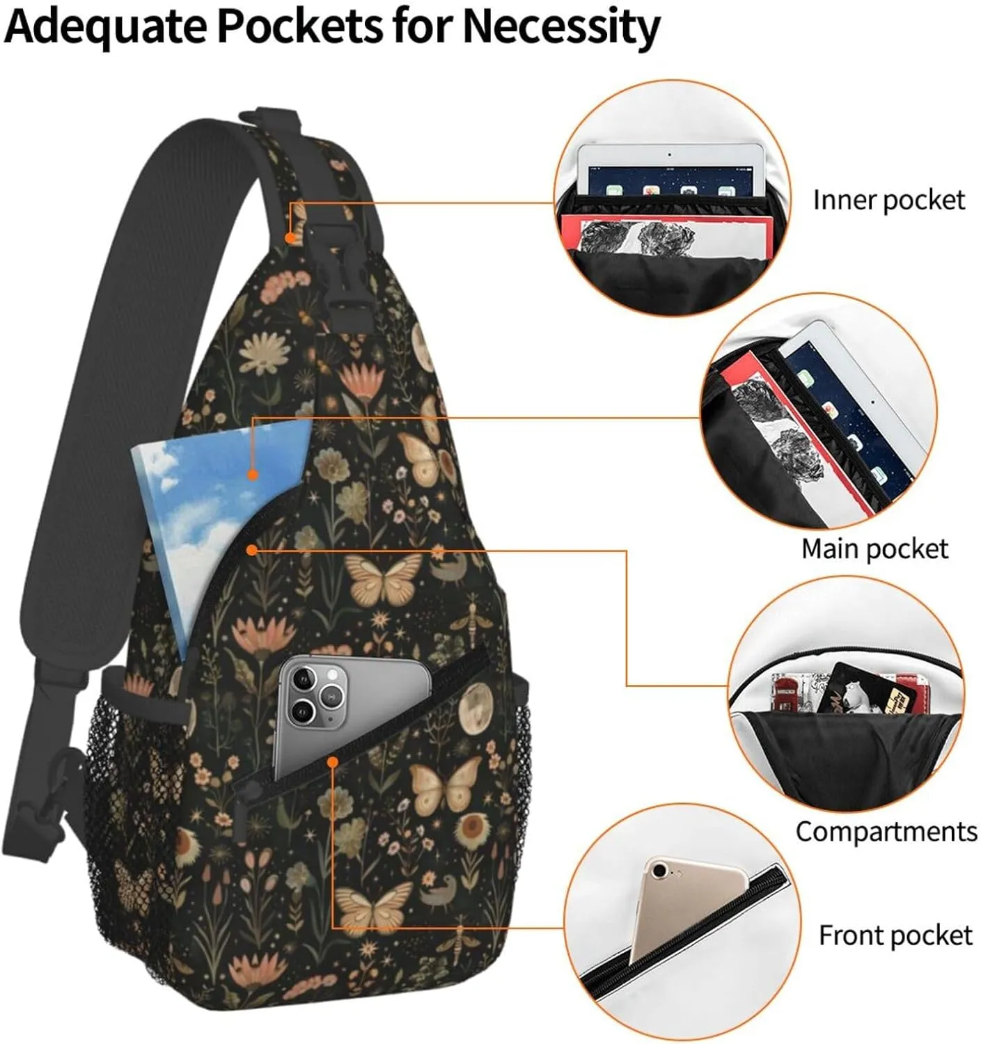 Sling Bag Baseball Vintage Sport Hiking Daypack Crossbody Shoulder Backpack Travel Chest Pack for Men Women