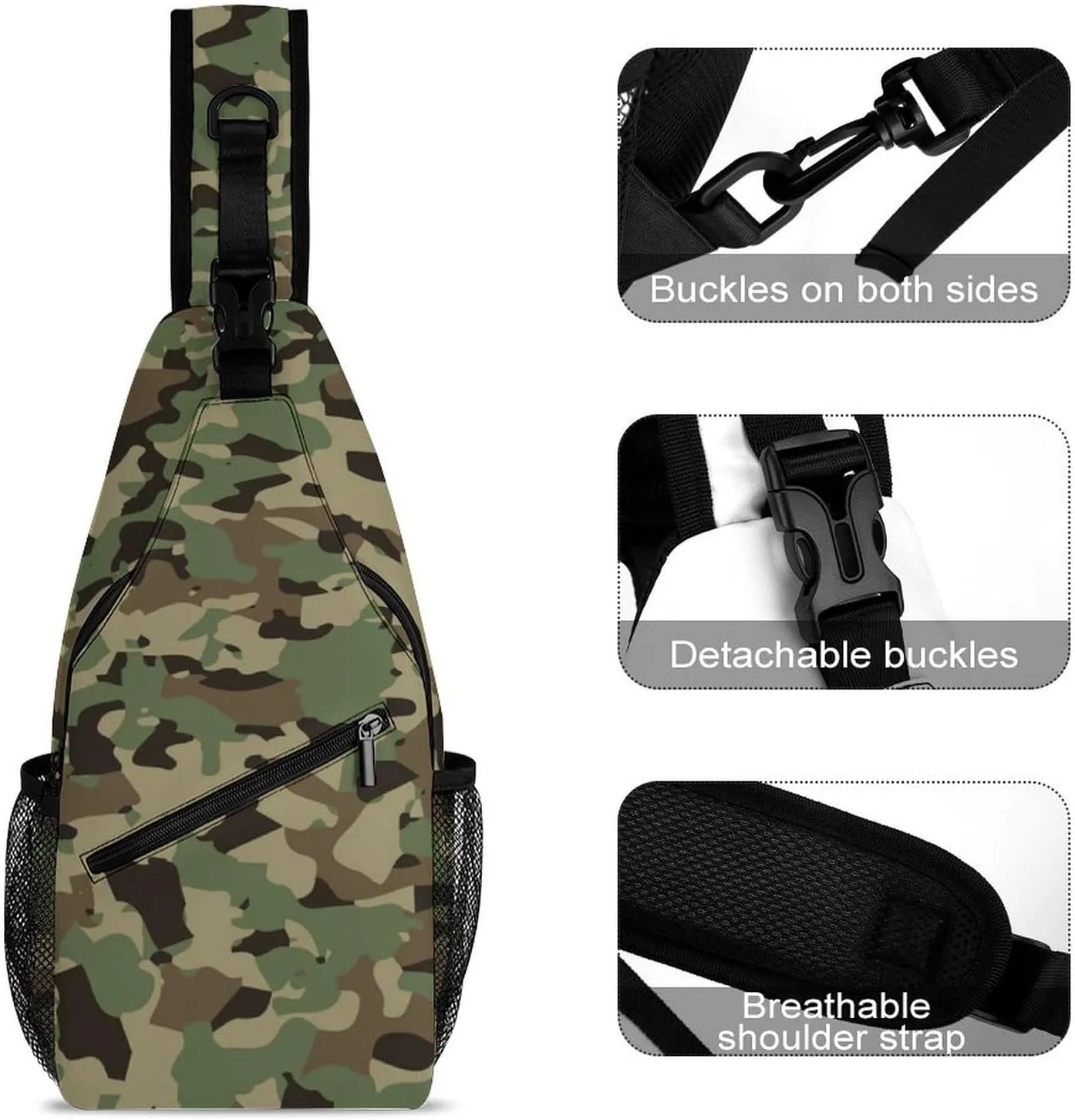 Sling Bag Crossbody Chest Bag Anti-Theft Shoulder Backpack for Women & Men Travel Multipurpose Daypacks (for Cool Camo Camouflage Military)