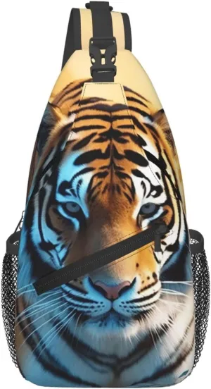 Sling Bag Crossbody Sling Backpack for Men Women African Wildlife Tiger Cross Chest Bag Travel Hiking Daypack