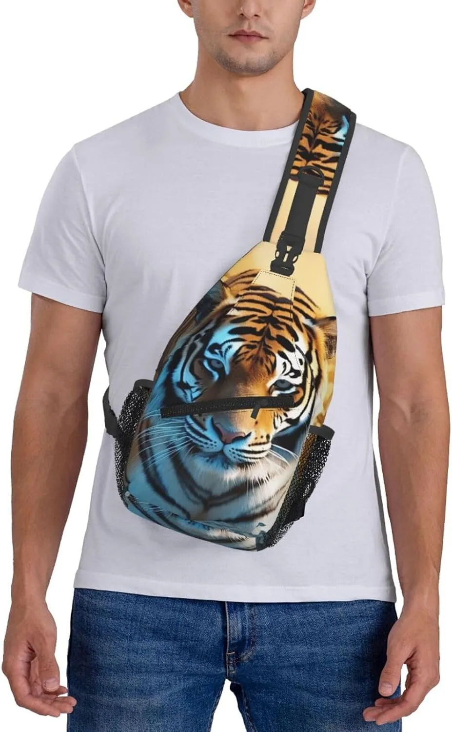 Sling Bag Crossbody Sling Backpack for Men Women African Wildlife Tiger Cross Chest Bag Travel Hiking Daypack