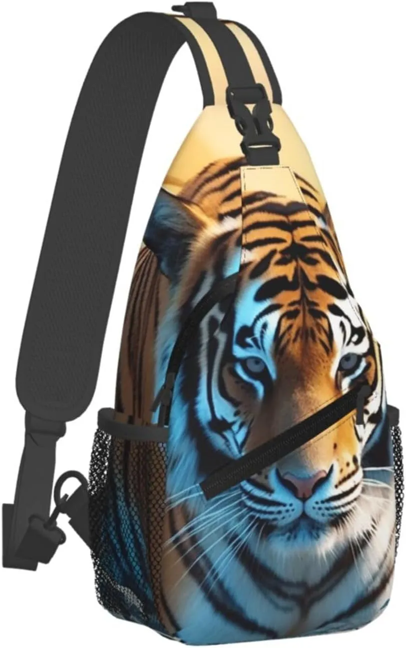 Sling Bag Crossbody Sling Backpack for Men Women African Wildlife Tiger Cross Chest Bag Travel Hiking Daypack
