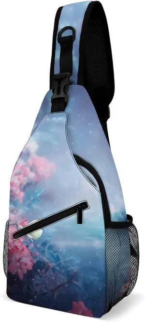 Sling Bag Fantasy Fairy Landscape Crossbody Backpack with Anti Theft Magical Forest Adjustable Shoulder Bag for Travel,Hiking,Cycling,Camping