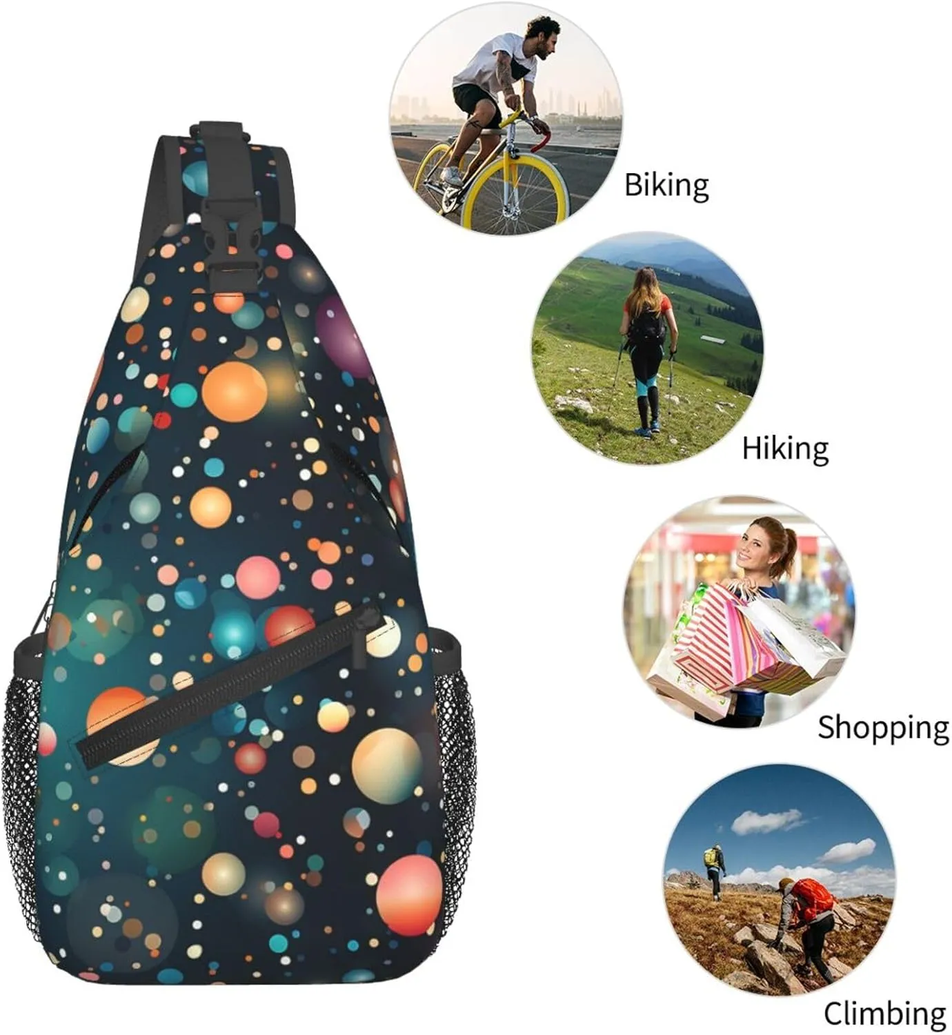 Sling Bag for Men Women Crossbody Backpack Confetti dots Crossbody Bag Chest Bag for Travel Sport