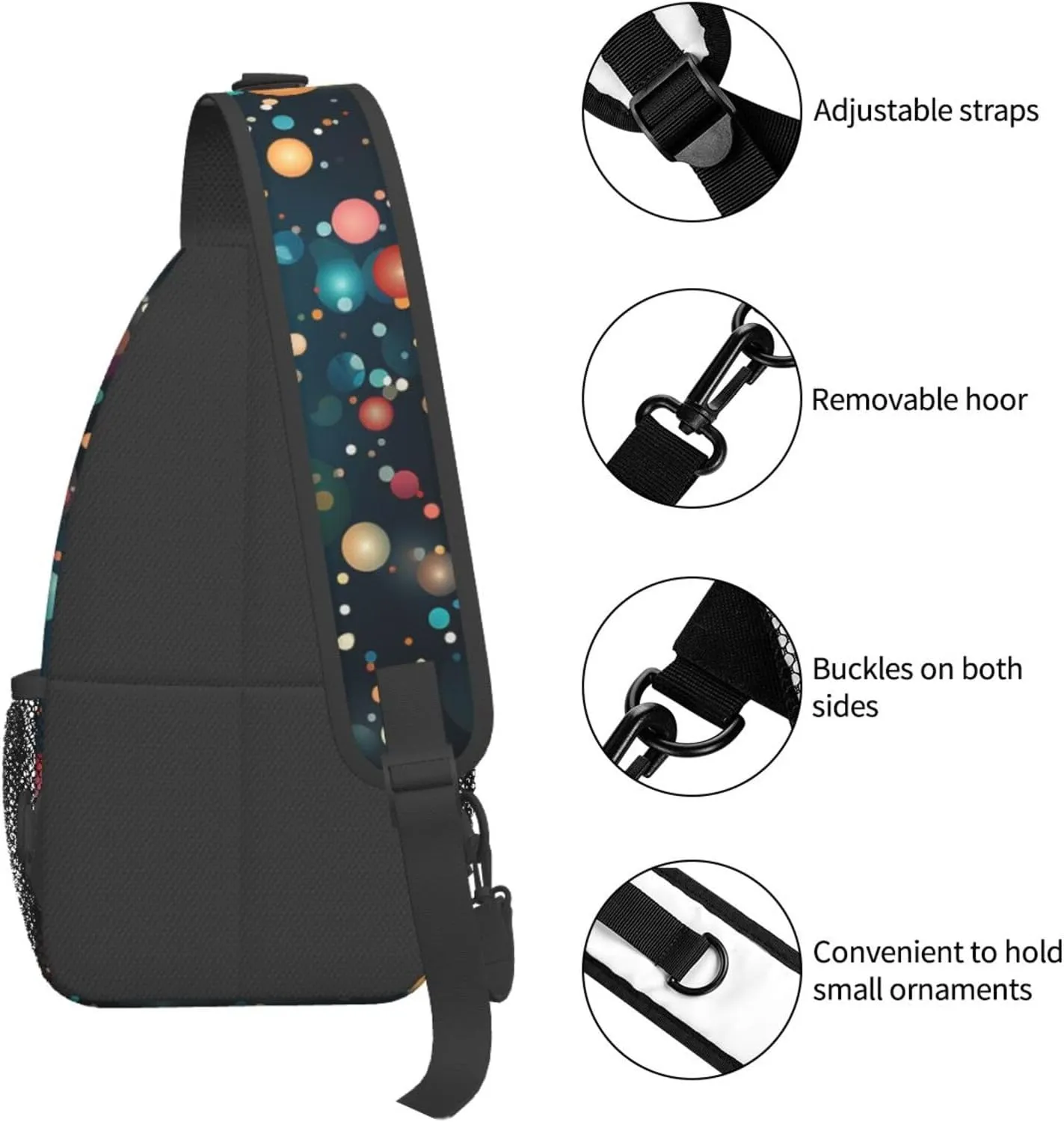 Sling Bag for Men Women Crossbody Backpack Confetti dots Crossbody Bag Chest Bag for Travel Sport