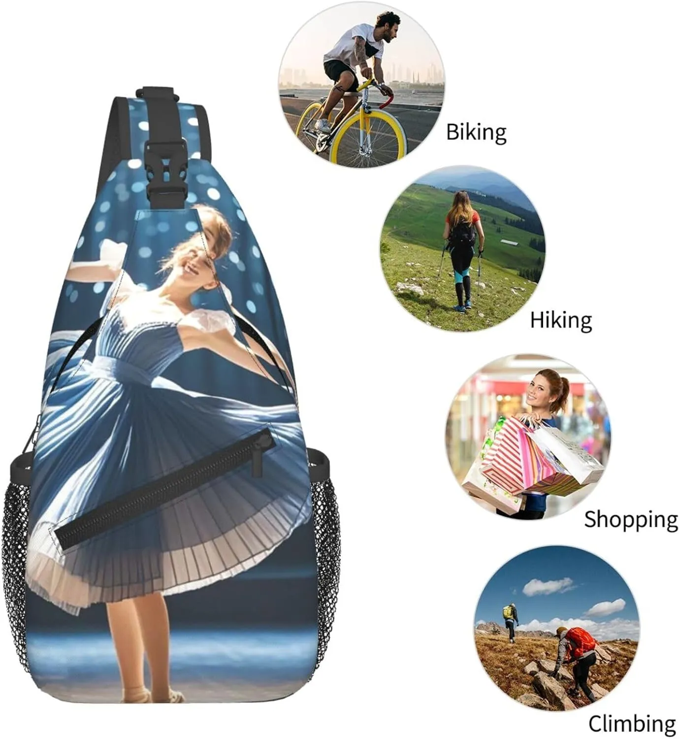 Sling Bag for Men Women Crossbody Backpack Dancer Crossbody Bag Chest Bag for Travel Sport