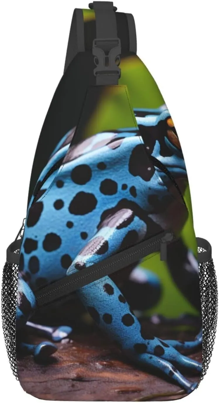 Sling Bag for Men Women Crossbody Backpack Dart Frog Blue Crossbody Bag Chest Bag for Travel Sport