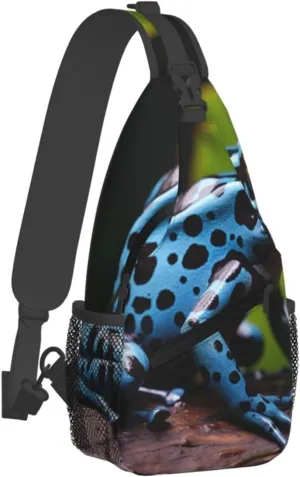 Sling Bag for Men Women Crossbody Backpack Dart Frog Blue Crossbody Bag Chest Bag for Travel Sport