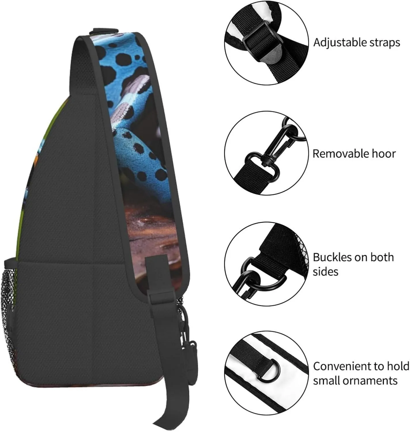 Sling Bag for Men Women Crossbody Backpack Dart Frog Blue Crossbody Bag Chest Bag for Travel Sport