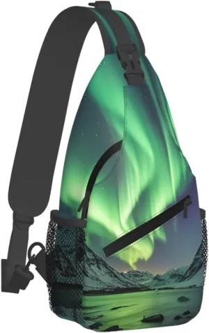 Sling Bag for Men Women Crossbody Backpack Northern Lights Crossbody Bag Chest Bag for Travel Sport